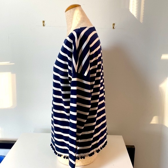 JCrew Navy Striped T with Poms!! - Picture 2 of 5